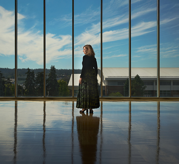 Passerini waving at attendees at her inauguration.
